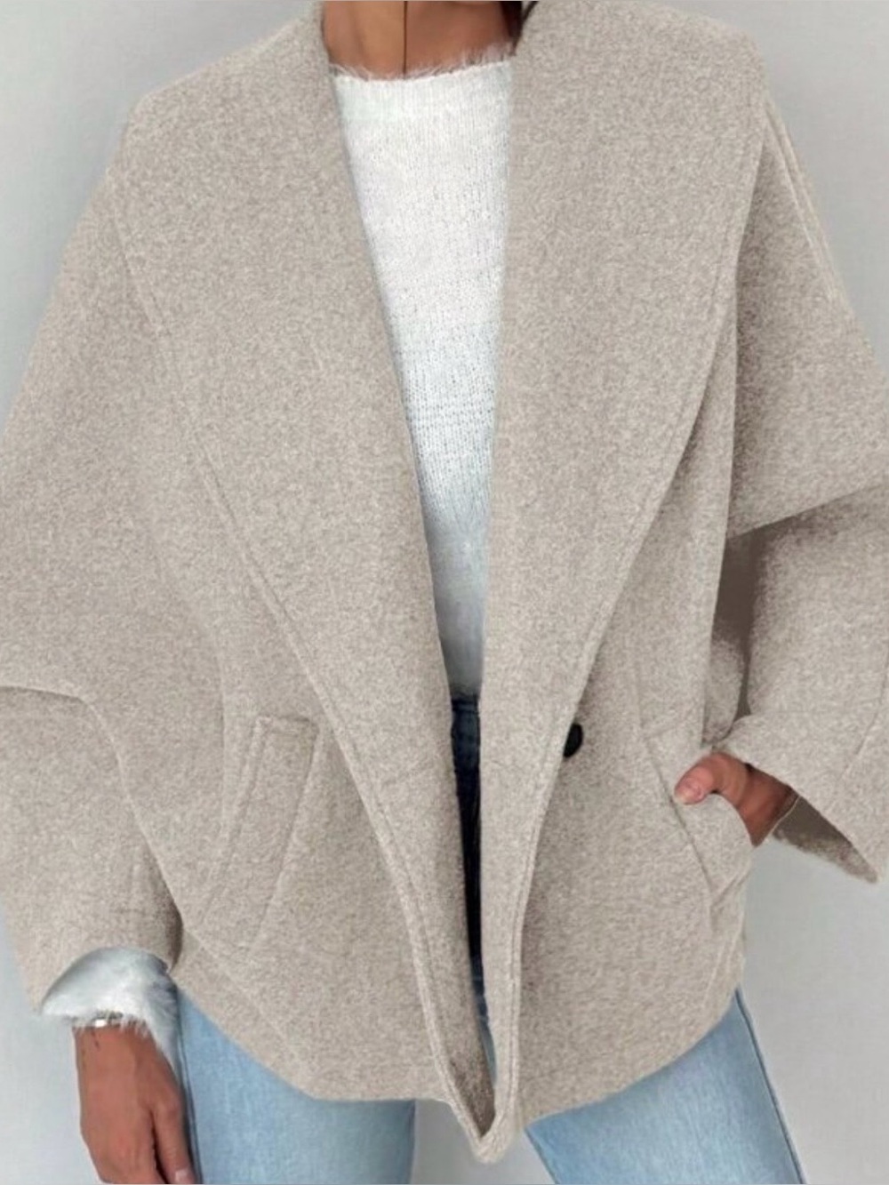 Khaki Casual Women's Elegant Lapel Versatile Coat